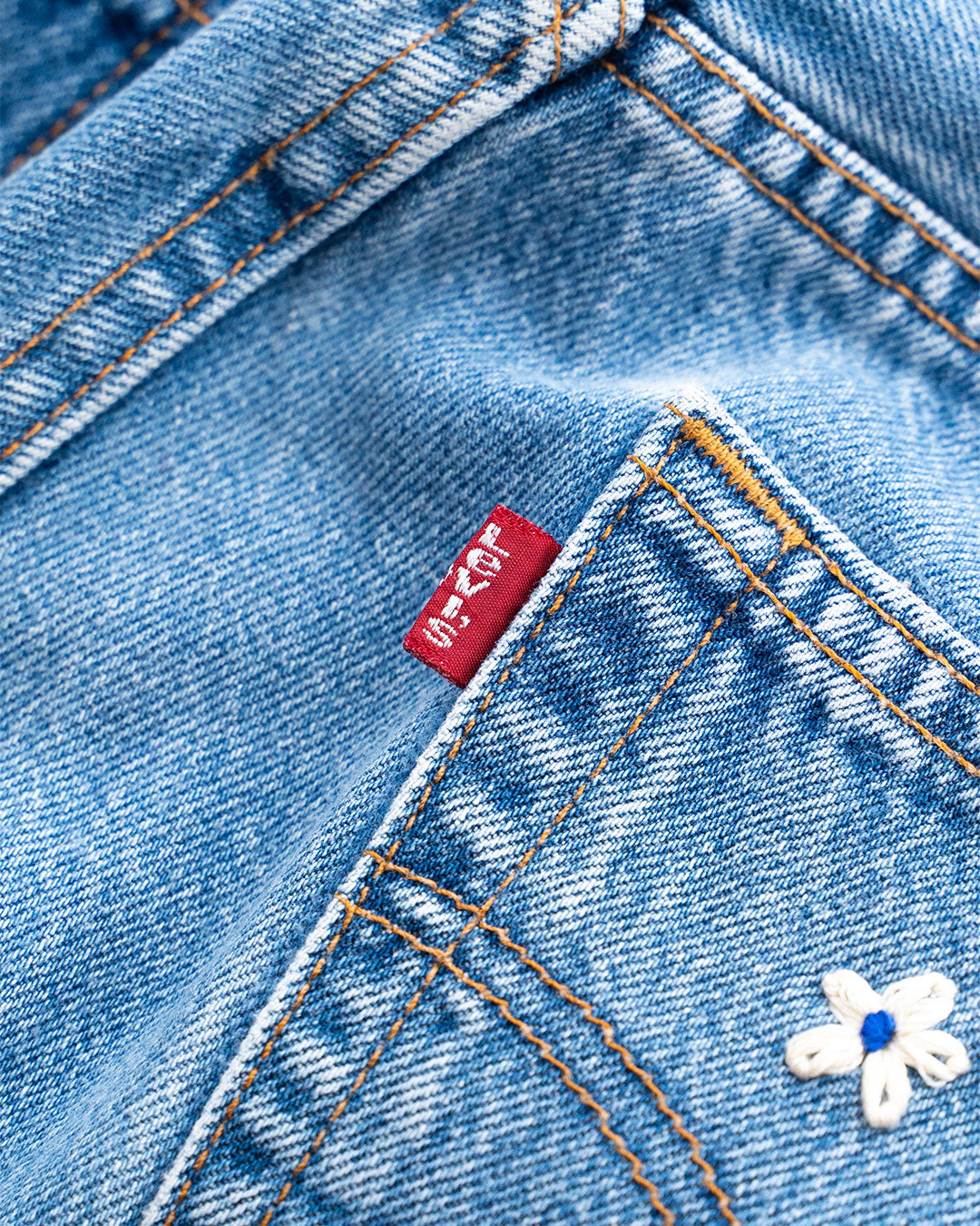 【SHANANA MIL】Used 501 Denim『Hand Embroidery Daisy』④