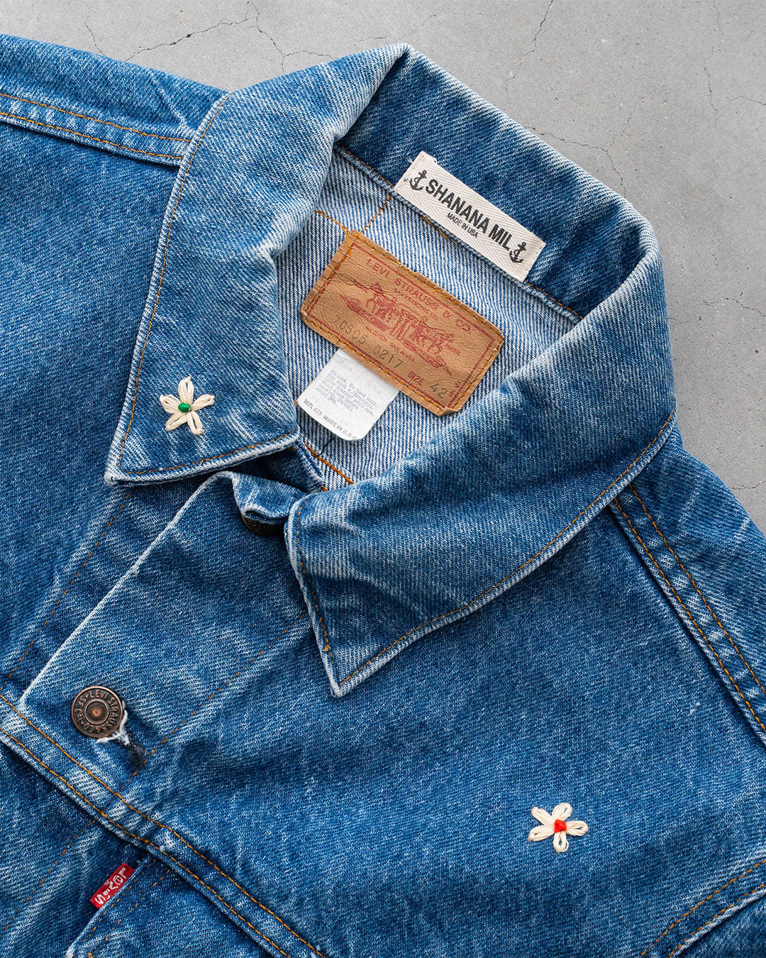 【SHANANA MIL】Used 70505 Denim Jacket 『Hand Embroidery Daisy』 made in USA ①