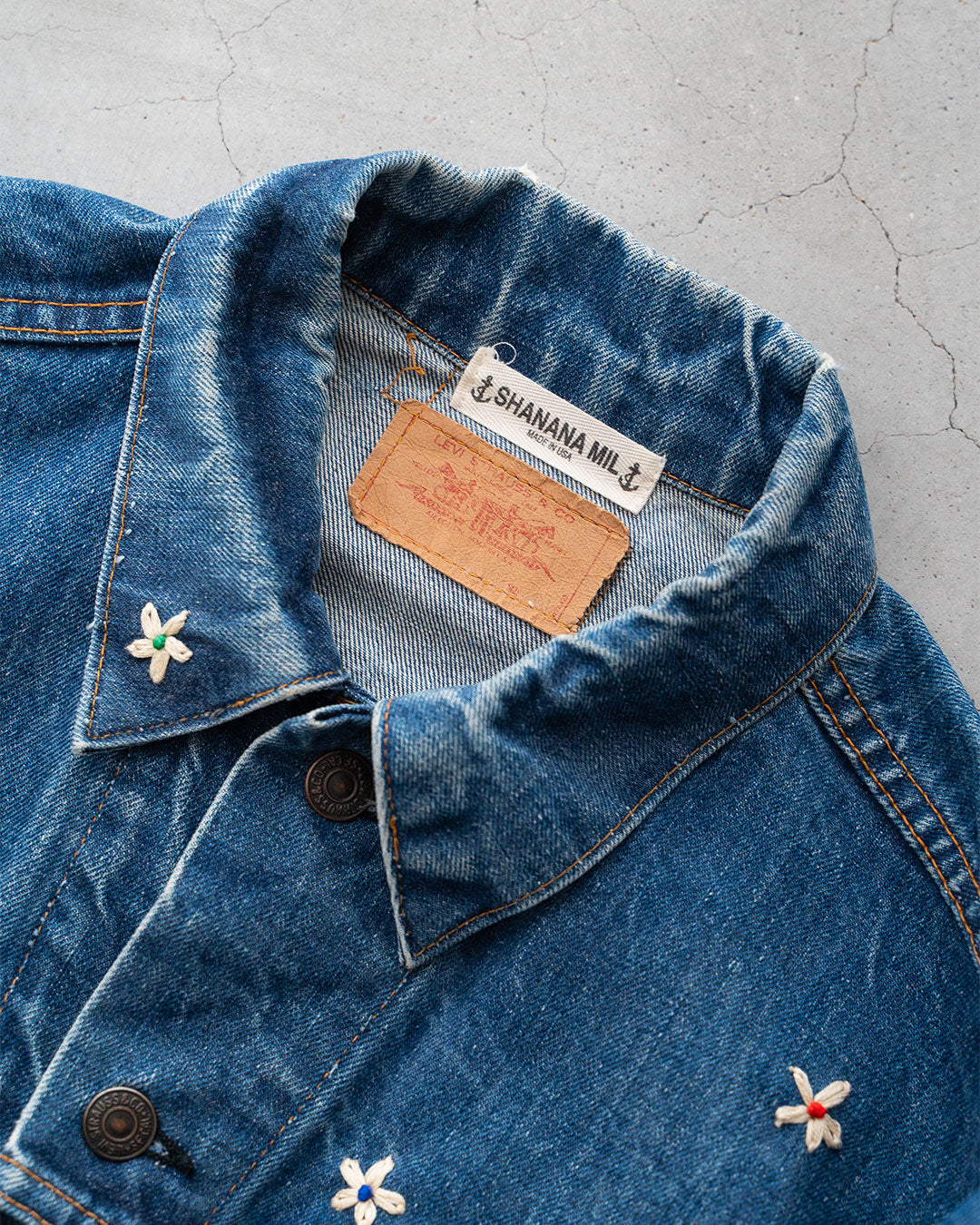 【SHANANA MIL】Used 70505 Denim Jacket 『Hand Embroidery Daisy』made in USA ②