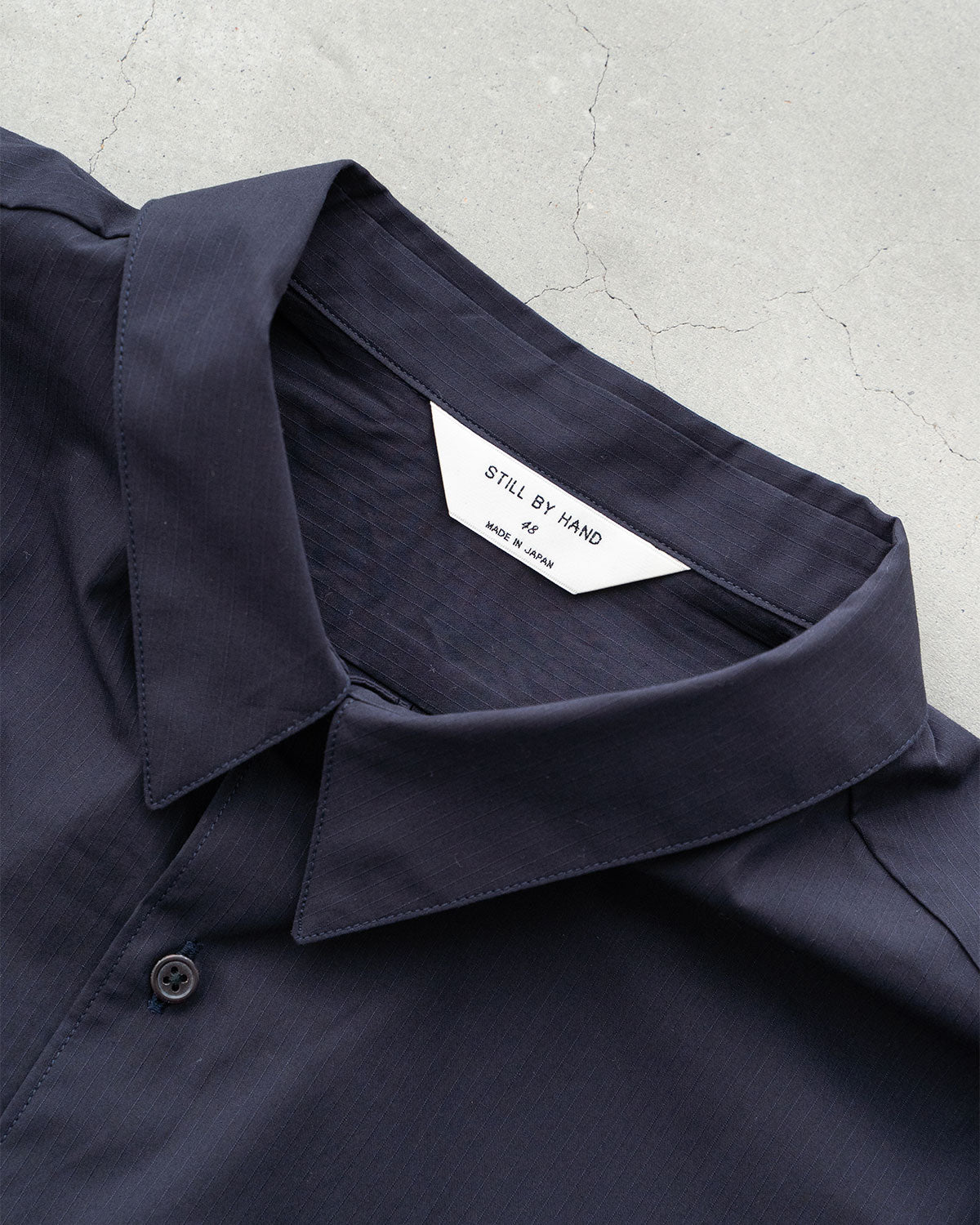 【STILL BY HAND】Regular Collar Shirts "Navy Stripe"