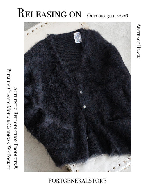 【Authentic Reproduction Products®】Premium Classic Mohair Cardigan W/Pocket『Abstract Black』