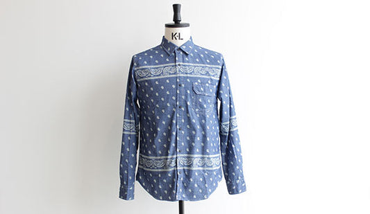 The North Face Purple Label  /ザ ノースフェイス パープルレーベル　COOLMAX® Indigo Chambray Print Shirt.