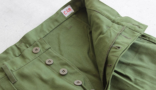 【1970s Swedish Army Utility Pants】独特の深いオリーブカラー。