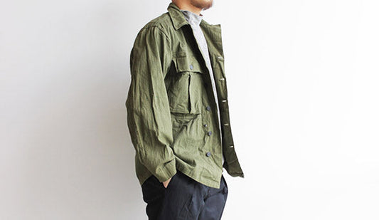 【40s M-43 HBT Jacket】着込むこと良い風合いをますヘリンボーンツイル。