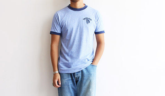 【80s Collegiate Pacific Trim T-Shirts】綺麗なメランジブルーが夏に映える１枚。