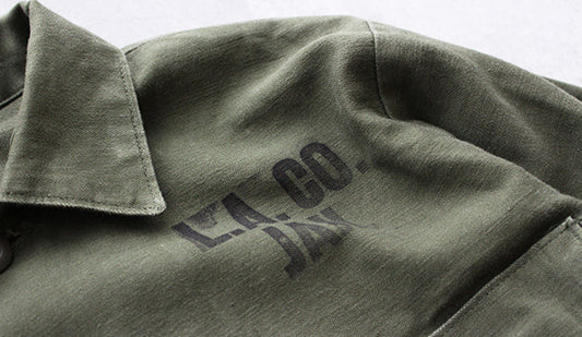 【VINTAGE】70s US Army Cotton Utility Shirts.さりげないステンシルが抜群にクールな１着。