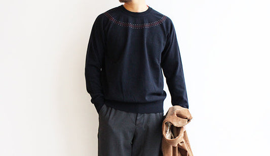 【STILL BY HAND / スティル バイ ハンド】Nordic Crew Neck Knit.柔らかく上質なウールを使ったニット。
