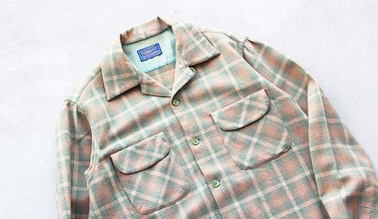 【VINTAGE】60s Pendleton Wool Open Coller Shirts.希少なGood Color!!!!