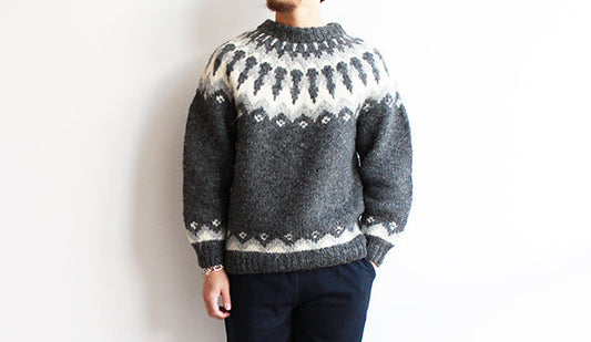 【VINTAGE】Old Nordic Knit "Hand knit" 温かみのあるハンドメイドのヴィンテージニット。