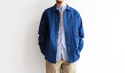 【A VONTADE / ア ボンタージ】Banded Collar Shirts "Navy Stripe"も残り1枚に。春物の動きも早そうです。