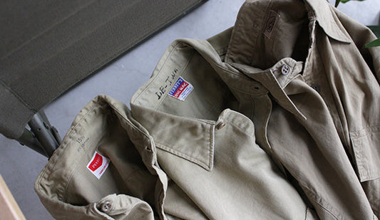 【VINTAGE】Old Cotton Work Shirt s.New In!!!梅雨時期に羽織れるヴィンテージシャツが入荷です。