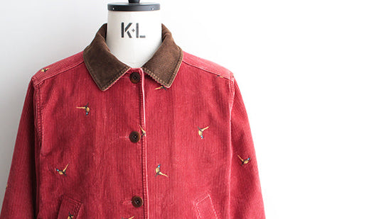 【VINTAGE】00s LL Bean Corduroy Hunting Jacket "Bird"バードエンボリーが洒落た1枚。