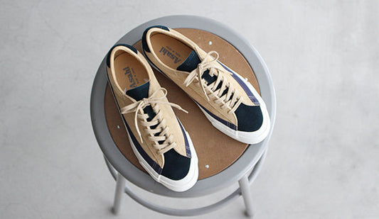 【ASAHI DECK / アサヒ デッキ】Belted Low Suede "NAVY / BEIGE"　好評のアサヒから新たなモデルが入荷です。