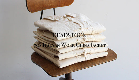【DEADSTOCK】70s Italyan Work China Jacket.とても珍しい生成りのチャイナジャケット。