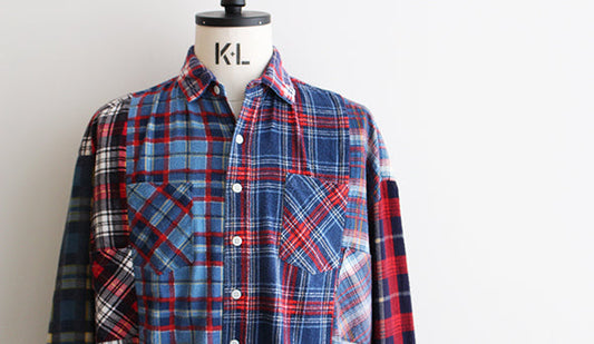 【Made By Sunny Side Up】Remake Flannel Patchwork Shirt.秋のスタートにさらっと羽織れるリメイクプリントネルシャツ。