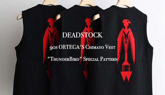 【DEADSTOCK】90s ORTEGA'S Chimayo Vest "ThunderBird" Special Pattern.非常に希少でクールなサンダーバード柄。