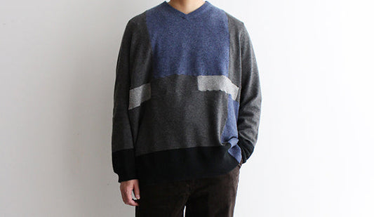 【Yoused】Cashmere Remake Patchwork Sweater。少量ですが人気のこちらを掲載です。