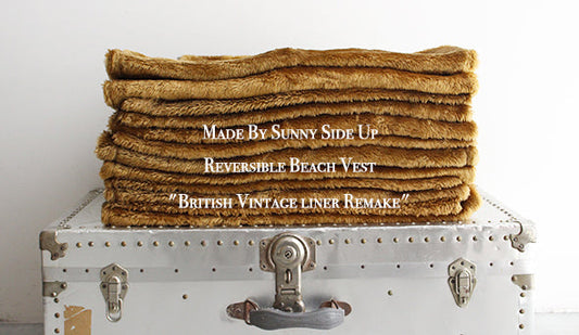 【Made By Sunny Side Up】Reversible Beach Vest "British Vintage liner Remake"注目のボアベストを使用したリメイクアイテム。