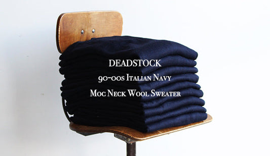 【DEADSTOCK】90-00s Italian Navy Moc Neck Wool Sweater.探していたミリタリーニットが入荷いたしました。