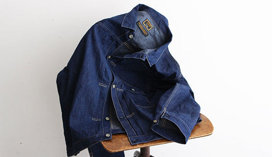 【AGE OLD / エイジオールド】 T-Back Style Jacket ” 90s Deadstock US Navy Denim Fabrics “も数枚だけリリースいたしました。