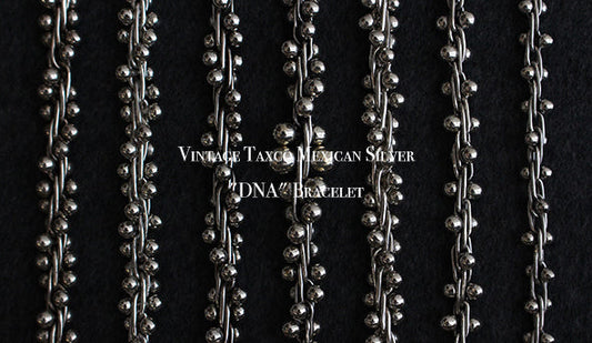 【VINTAGE】 Vintage Taxco Mexican Silver "DNA" Bracelet .１年間溜め続けたこちらを明日からリリースです。