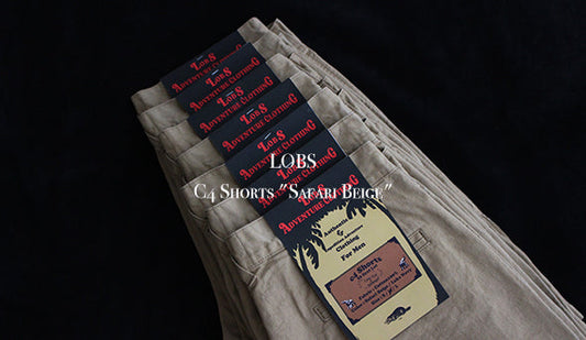 【LOBS / ロブス】C4 Shorts "Safari Beige"『懐かしくもあり、新しくもある。  ありそうでどこにもない。』  そんな1本が入荷です。