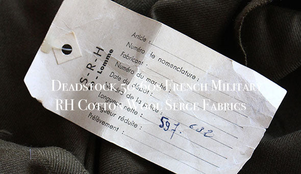 【DEADSTOCK】 50-60s French Military SRH Cotton Wool Serge Fabrics.