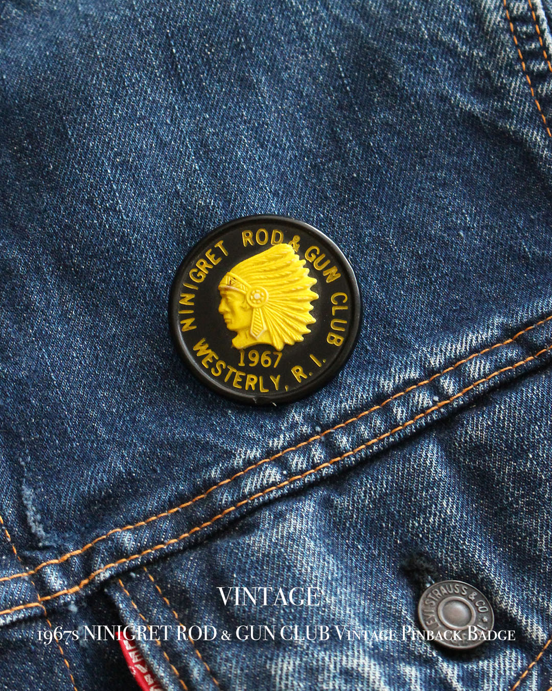 【VINTAGE】1967s NINIGRET ROD & GUN CLUB Vintage Pinback Badge