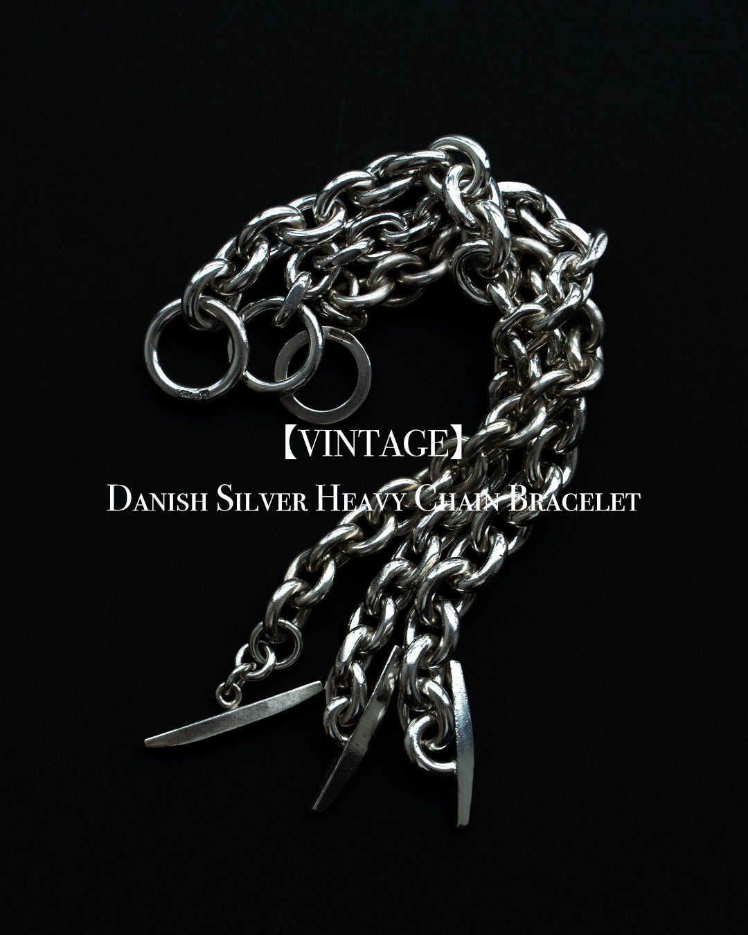 【VINTAGE】Danish Silver Heavy Chain Bracelet