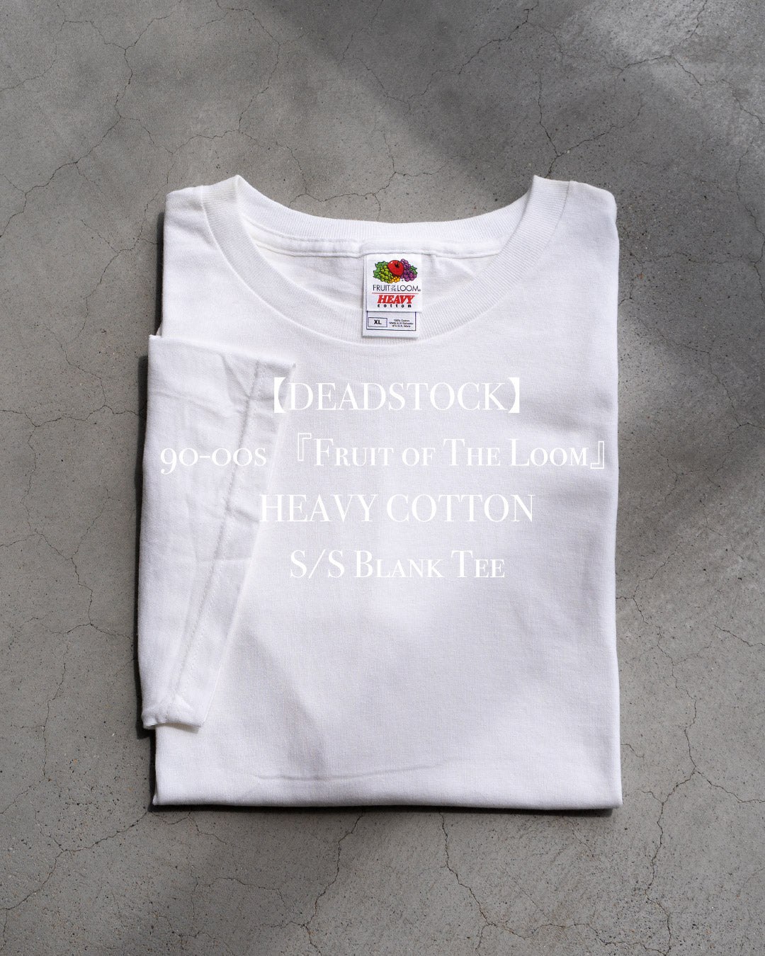 【DEADSTOCK】90-00s 『Fruit of The Loom』 HEAVY COTTON S/S Blank Tee