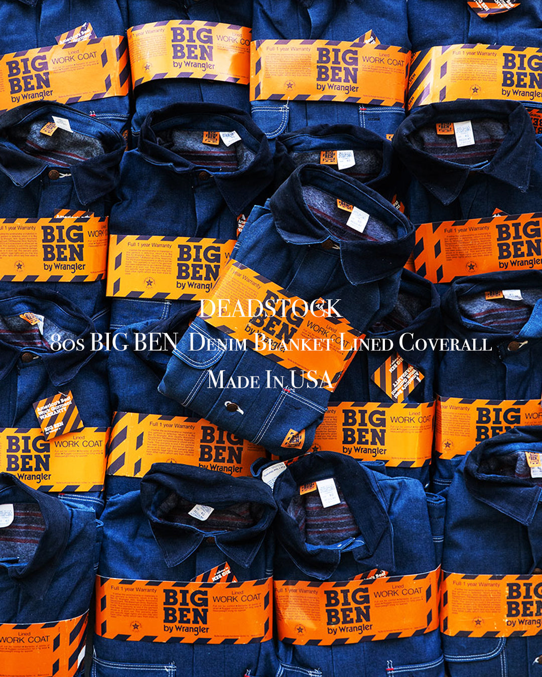 【DEADSTOCK】80s BIG BEN by Wrangler Denim Blanket Lined Coverall 『Made IN USA』