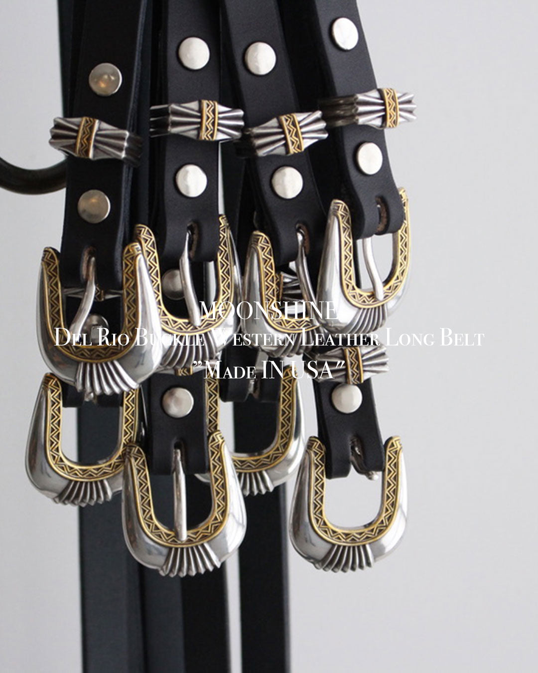 【MOONSHINE】Del Rio Buckle Western Leather Long Belt ”Made IN USA