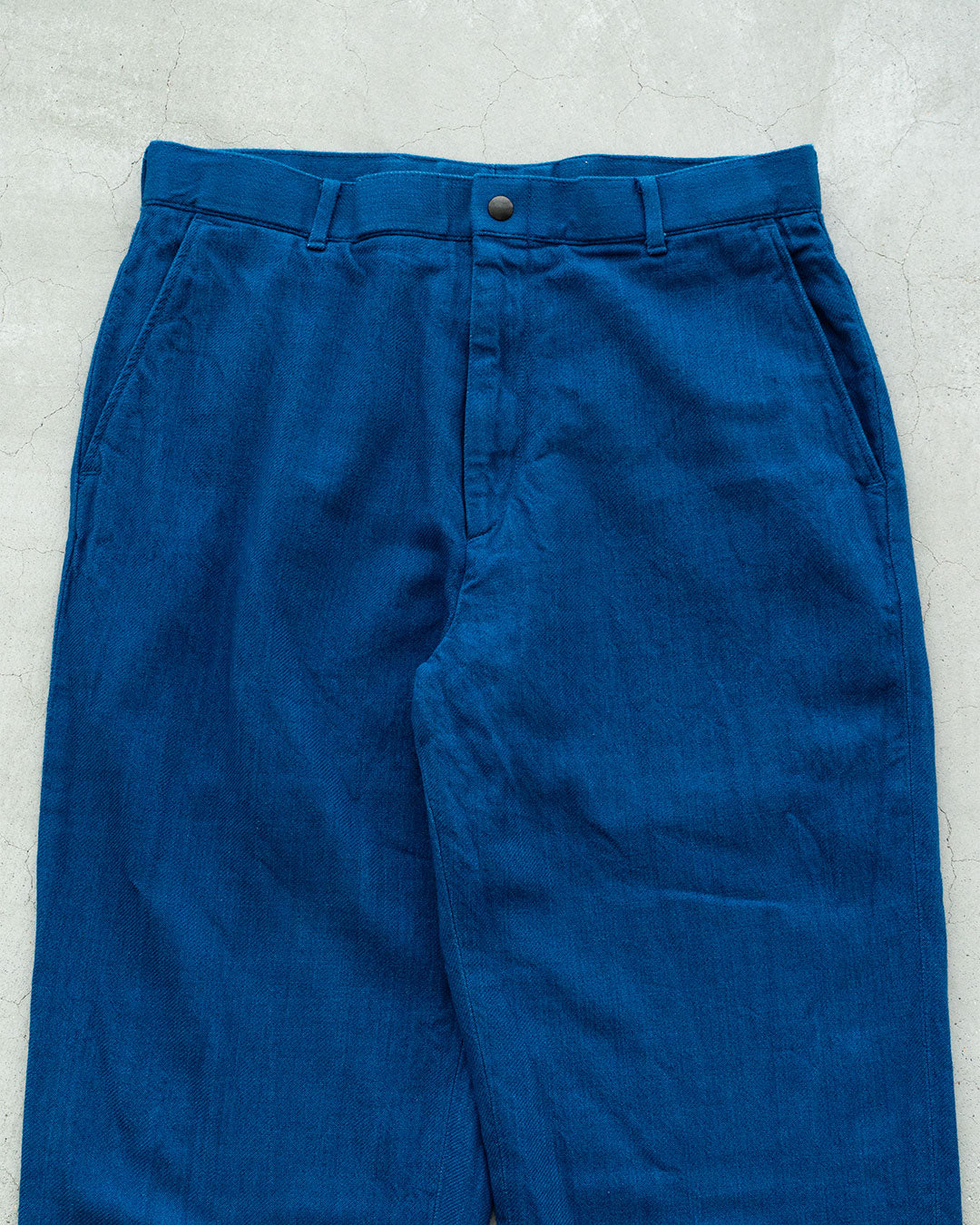 【HEXICO】Indigo Flannel Slacks 『30s Cinch Buckle Iron / 70-80s Talon 42 Brass』