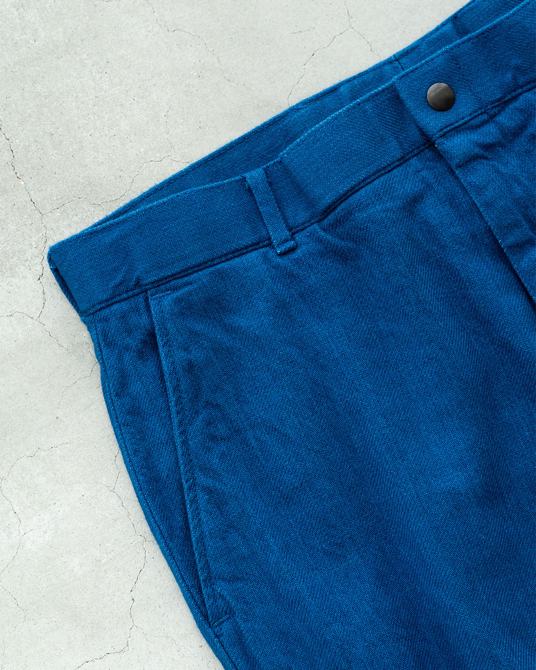 【HEXICO】Indigo Flannel Slacks 『30s Cinch Buckle Iron / 70-80s Talon 42 Brass』
