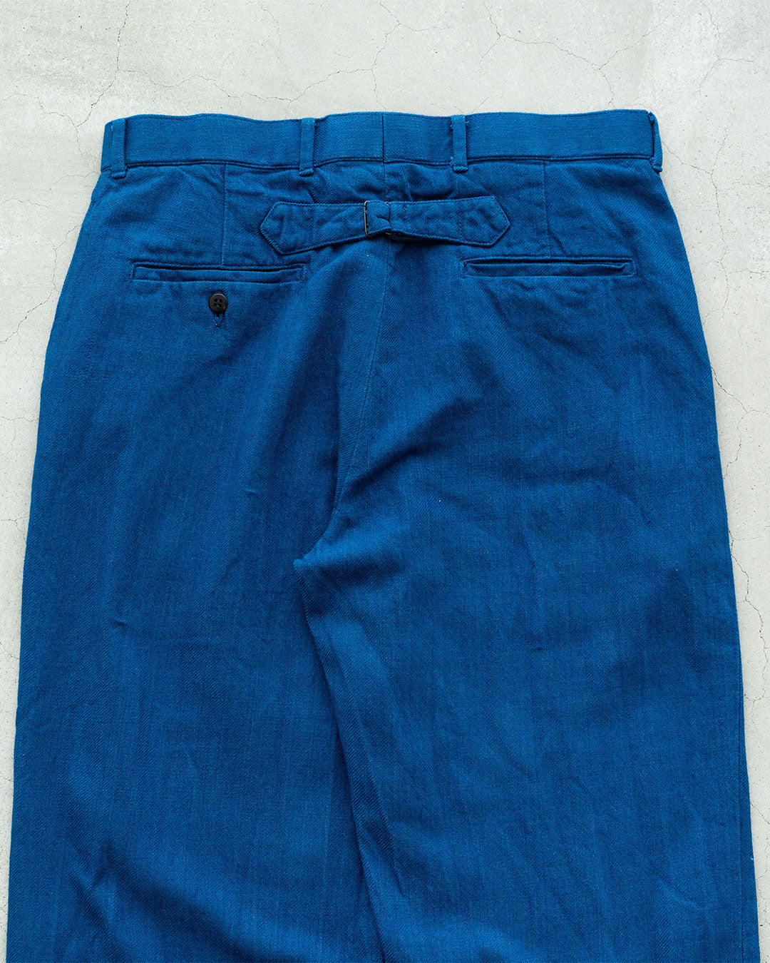 【HEXICO】Indigo Flannel Slacks 『30s Cinch Buckle Iron / 70-80s Talon 42 Brass』