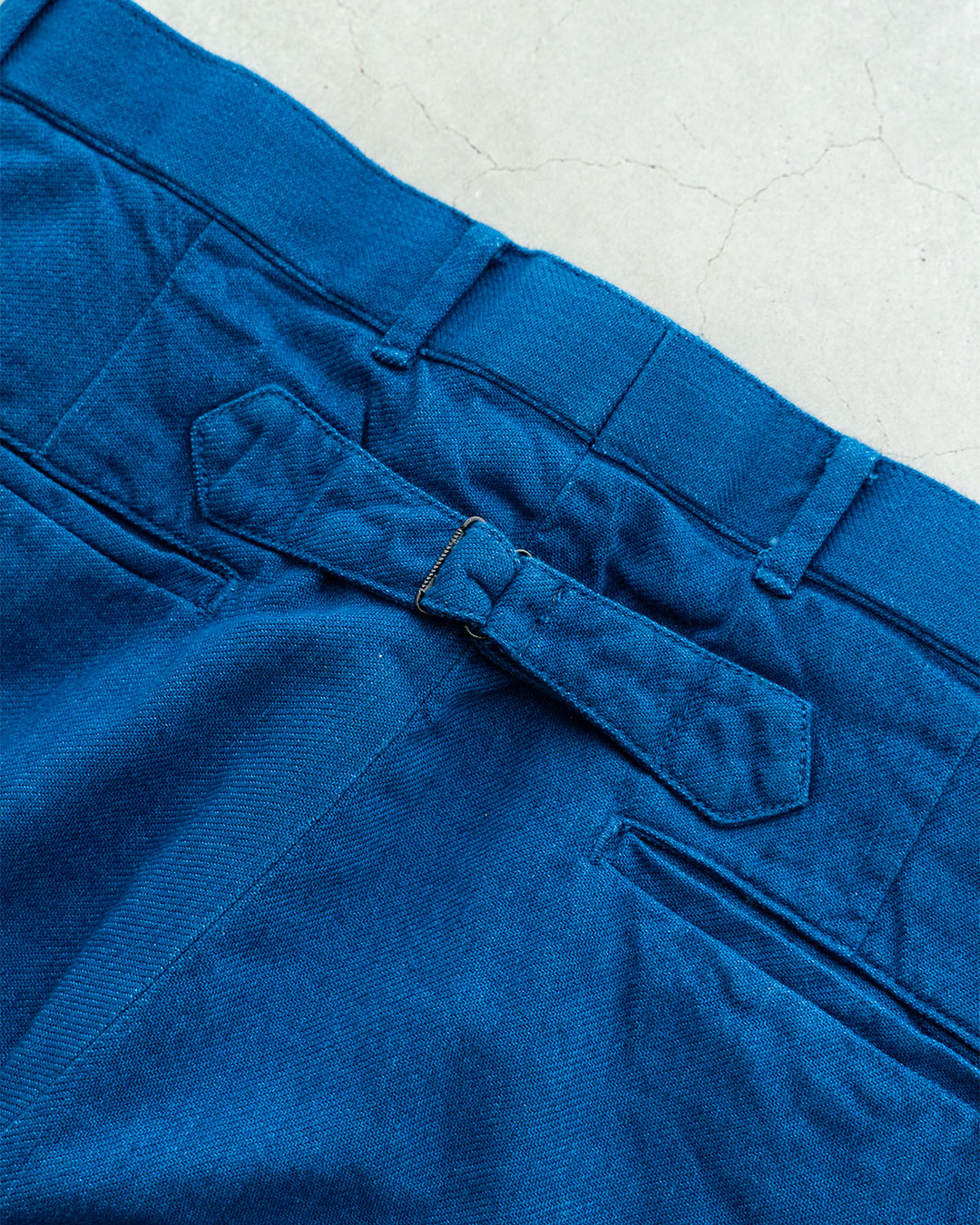 【HEXICO】Indigo Flannel Slacks 『30s Cinch Buckle Iron / 70-80s Talon 42 Brass』