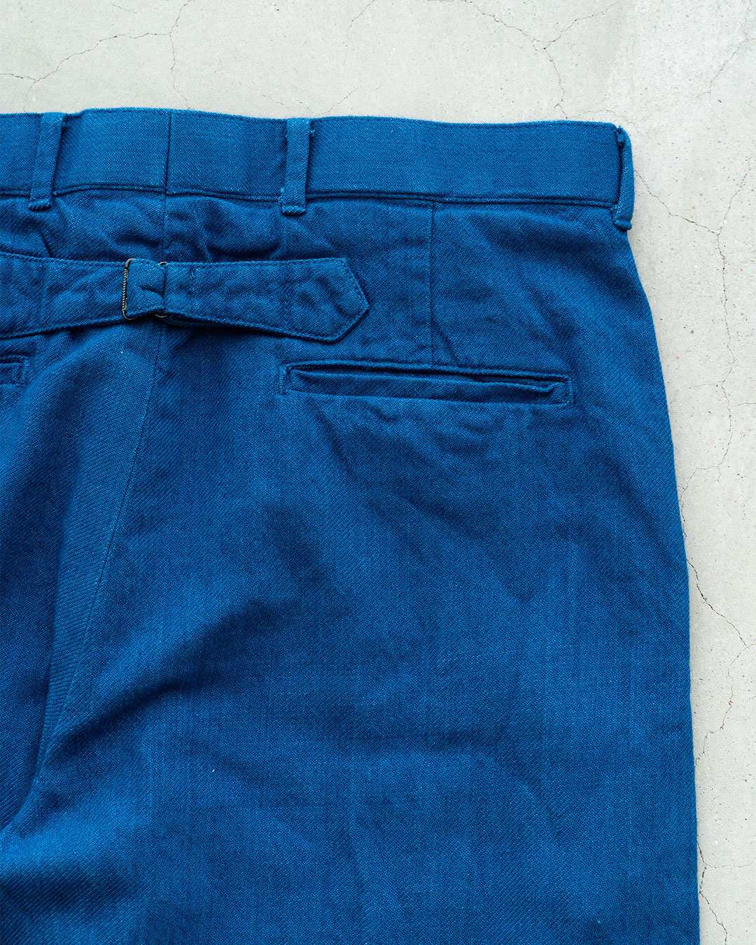 【HEXICO】Indigo Flannel Slacks 『30s Cinch Buckle Iron / 70-80s Talon 42 Brass』