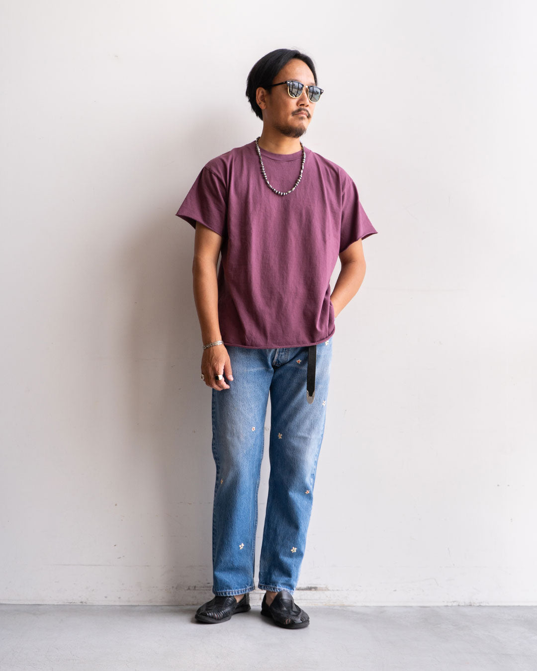 【SHANANA MIL】Used 501 Denim『Hand Embroidery Daisy』⑥