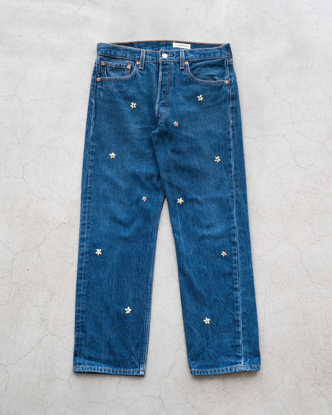【SHANANA MIL】Used 501 Denim『Hand Embroidery Daisy』①