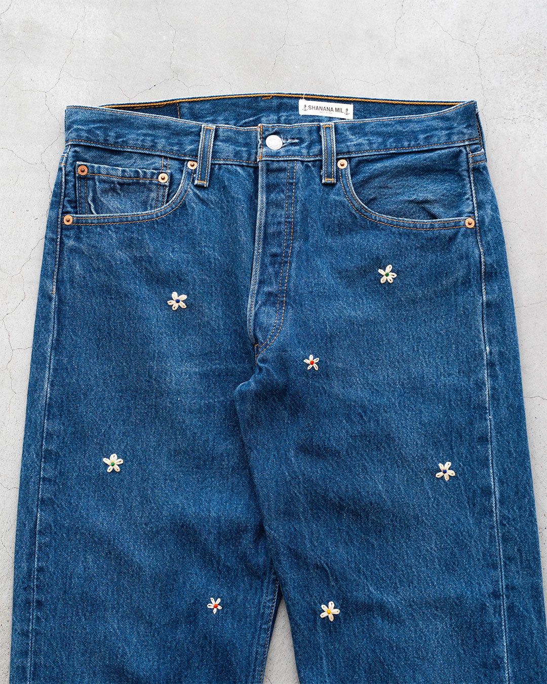 【SHANANA MIL】Used 501 Denim『Hand Embroidery Daisy』①