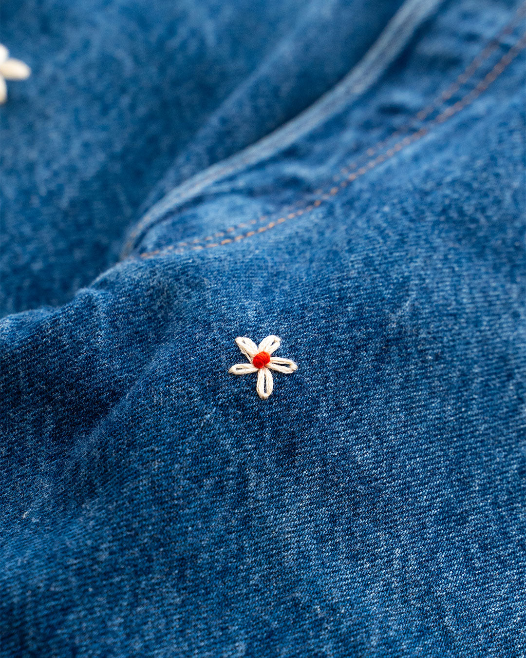 【SHANANA MIL】Used 501 Denim『Hand Embroidery Daisy』①