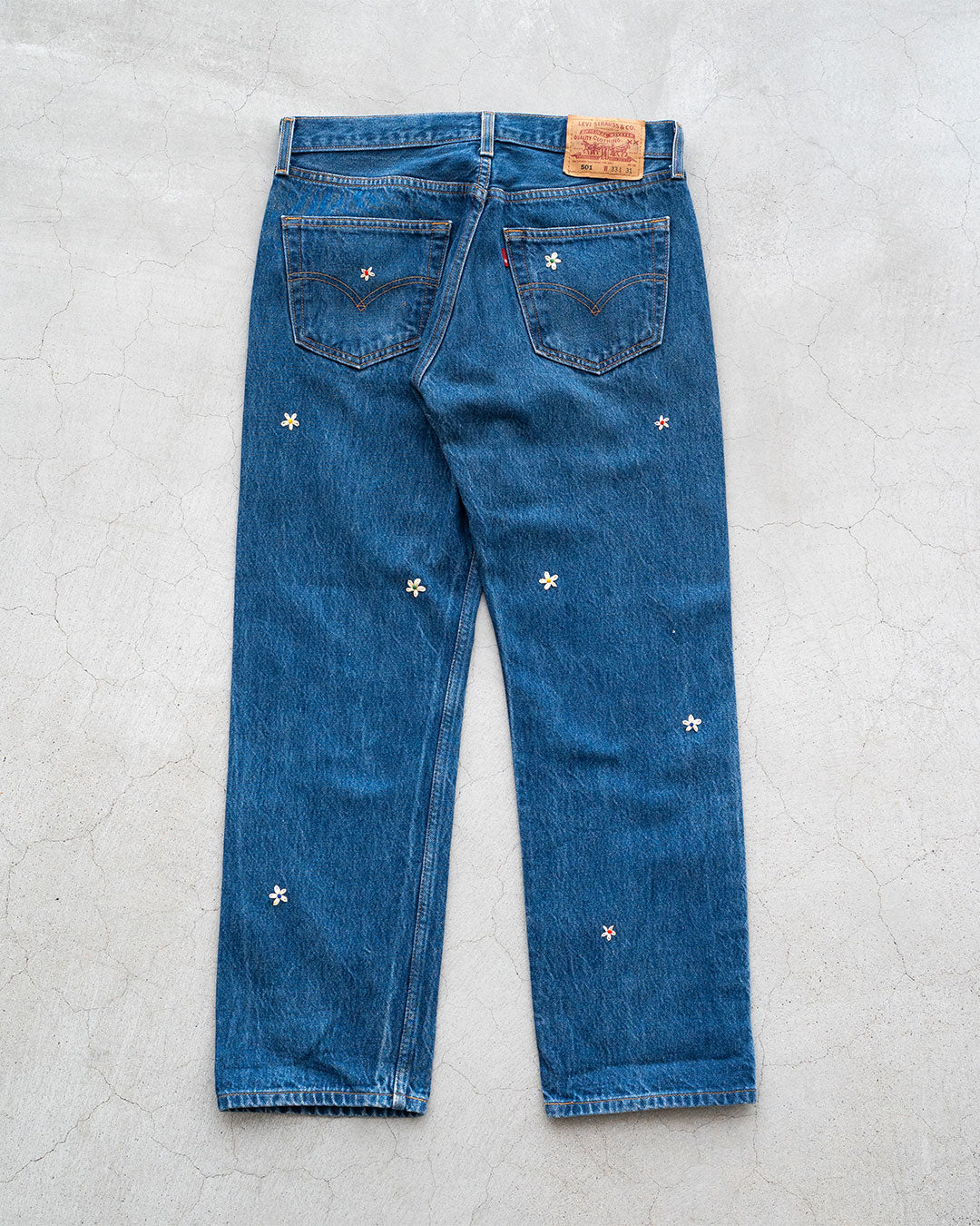 【SHANANA MIL】Used 501 Denim『Hand Embroidery Daisy』①