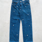【SHANANA MIL】Used 501 Denim『Hand Embroidery Daisy』②