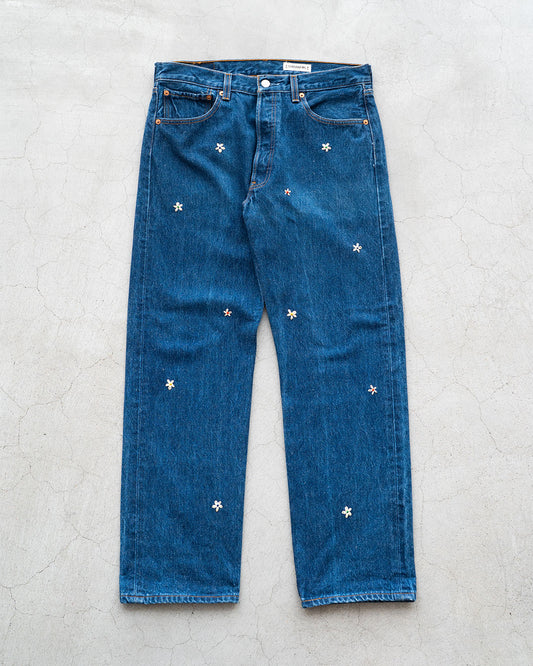 【SHANANA MIL】Used 501 Denim『Hand Embroidery Daisy』②