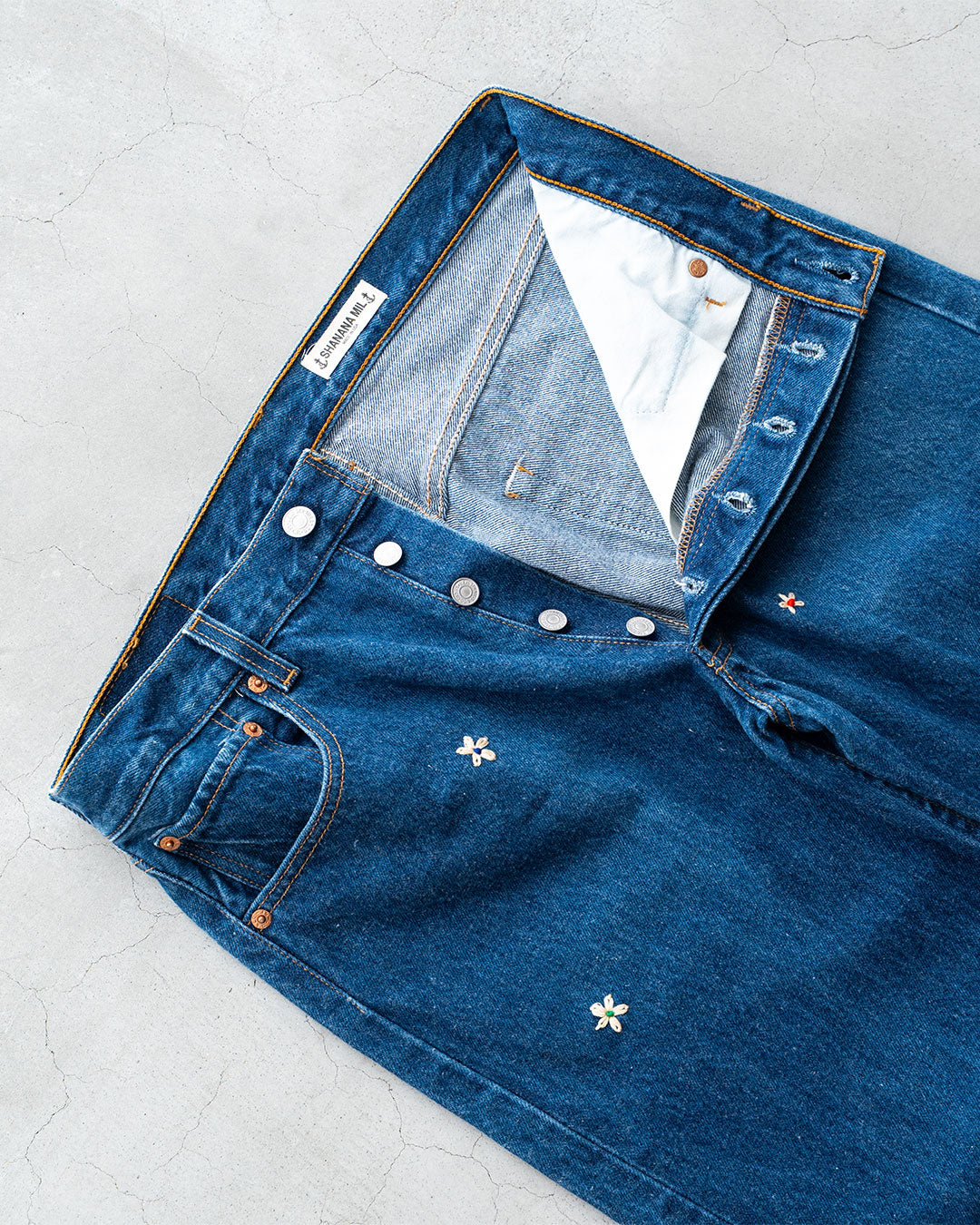 【SHANANA MIL】Used 501 Denim『Hand Embroidery Daisy』②