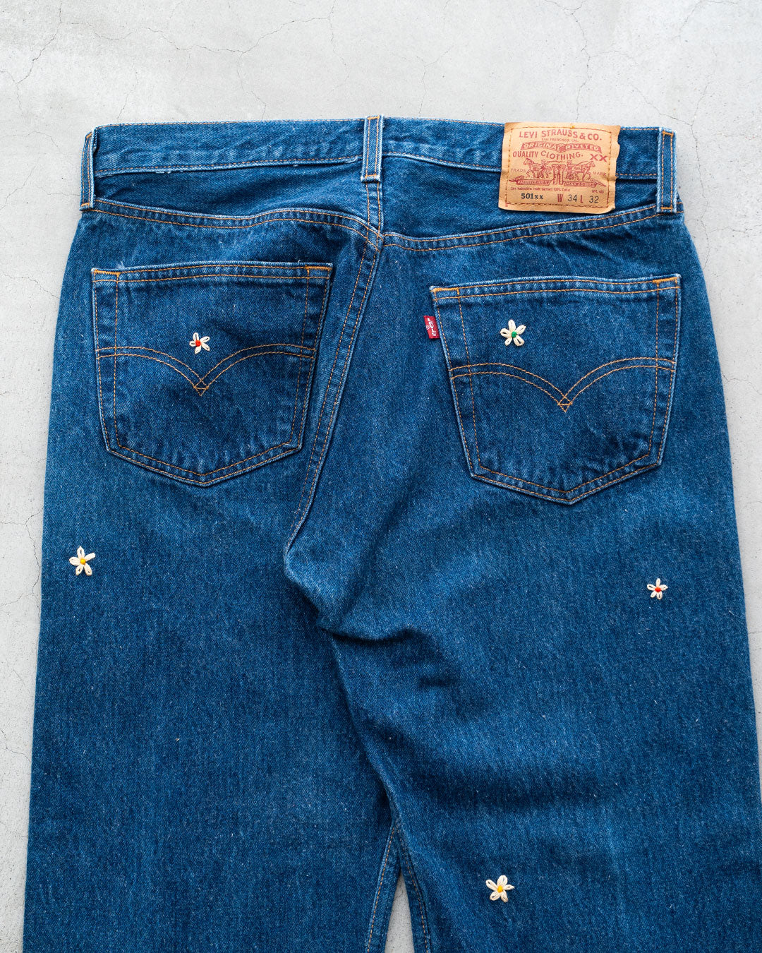 【SHANANA MIL】Used 501 Denim『Hand Embroidery Daisy』②