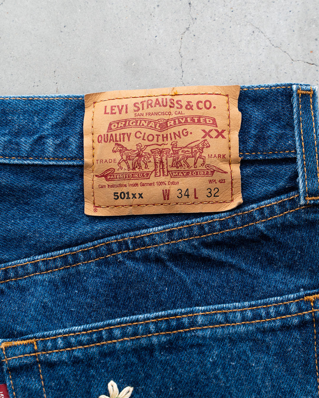 【SHANANA MIL】Used 501 Denim『Hand Embroidery Daisy』②