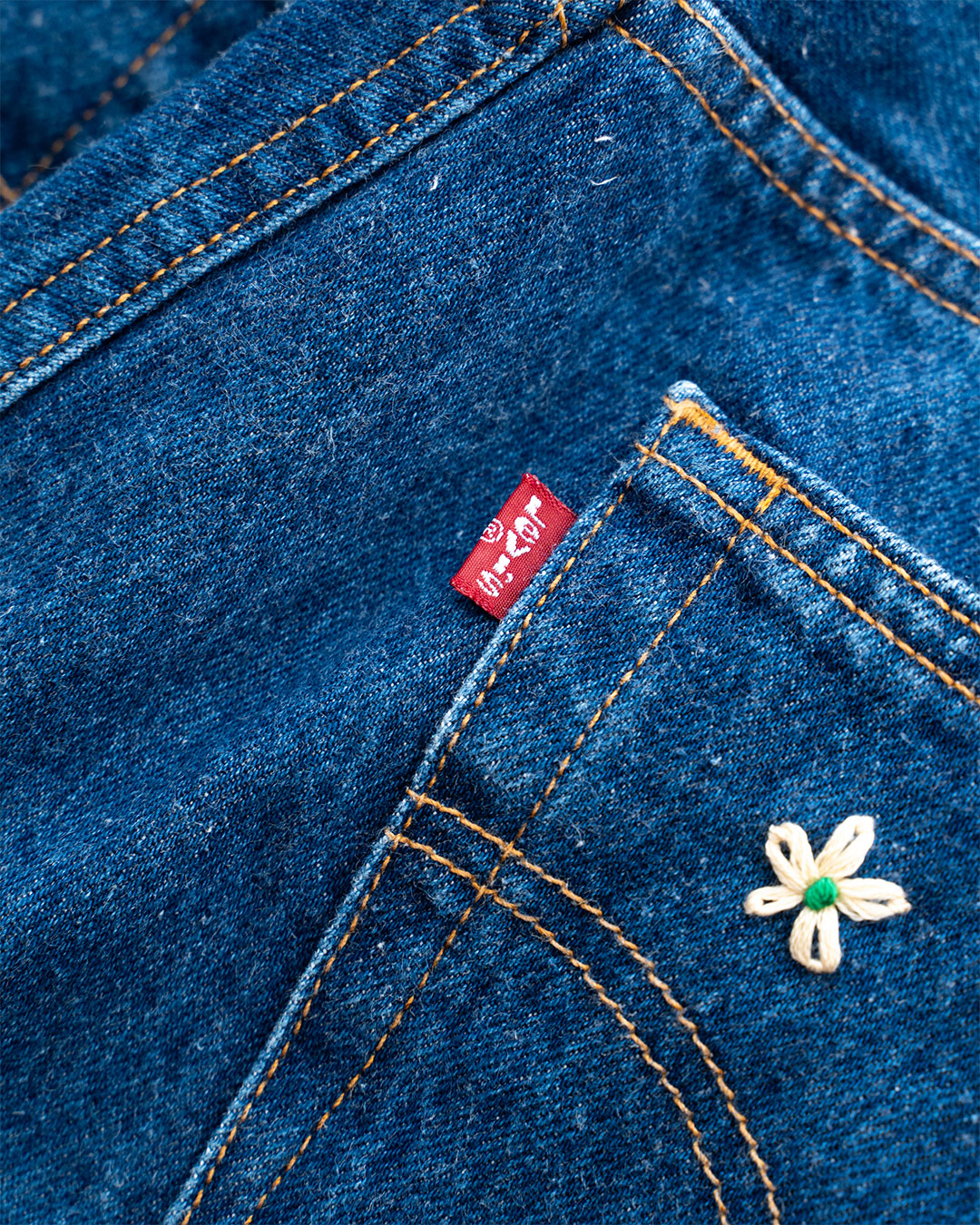 【SHANANA MIL】Used 501 Denim『Hand Embroidery Daisy』②