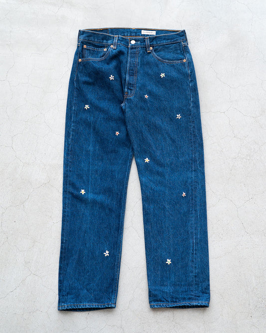【SHANANA MIL】Used 501 Denim『Hand Embroidery Daisy』③