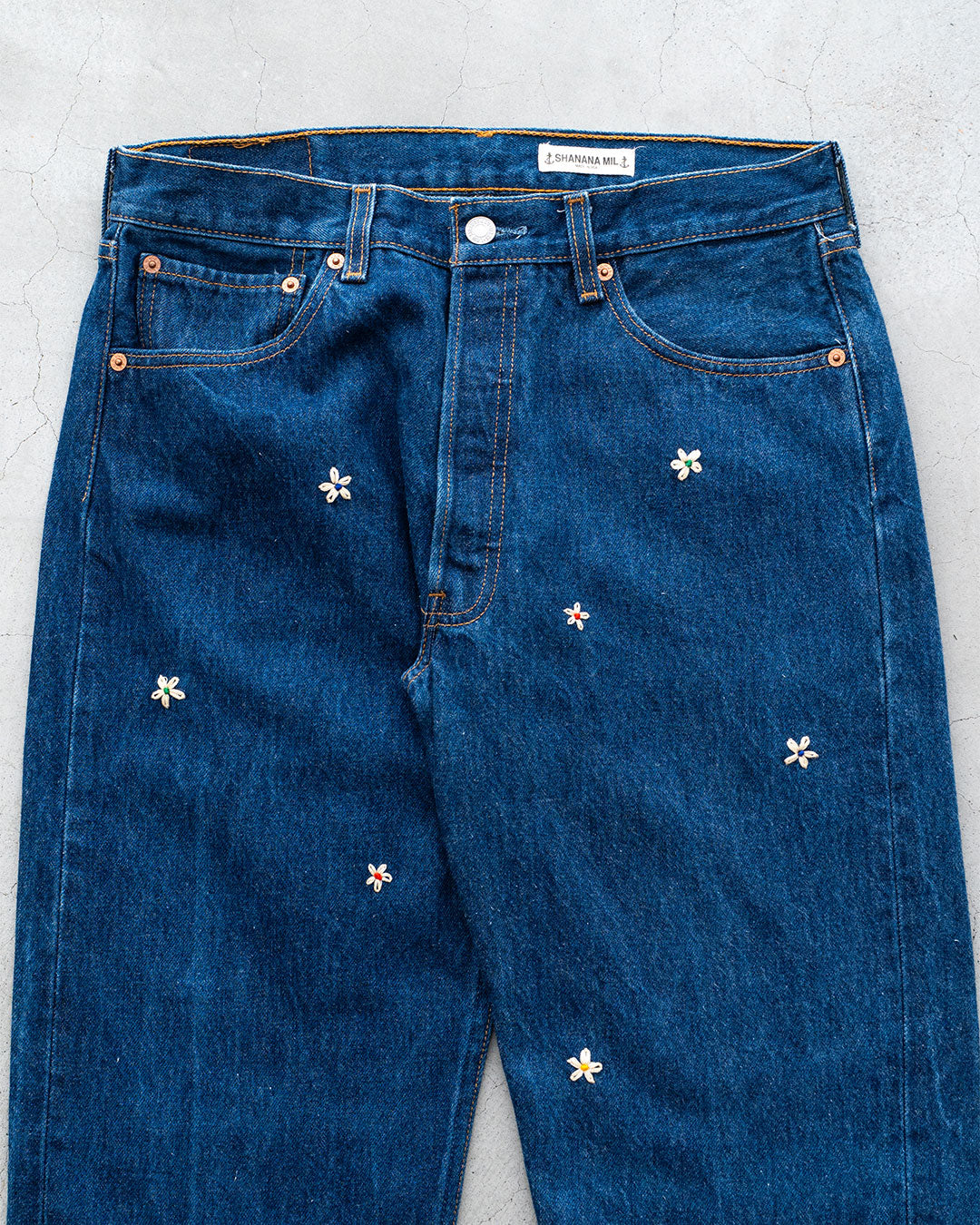 【SHANANA MIL】Used 501 Denim『Hand Embroidery Daisy』③